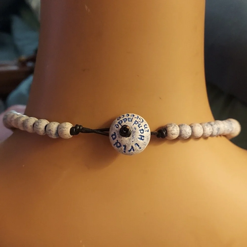 Leros Turquoise Clay Ombre Beaded Boho Necklace Handmade Greece